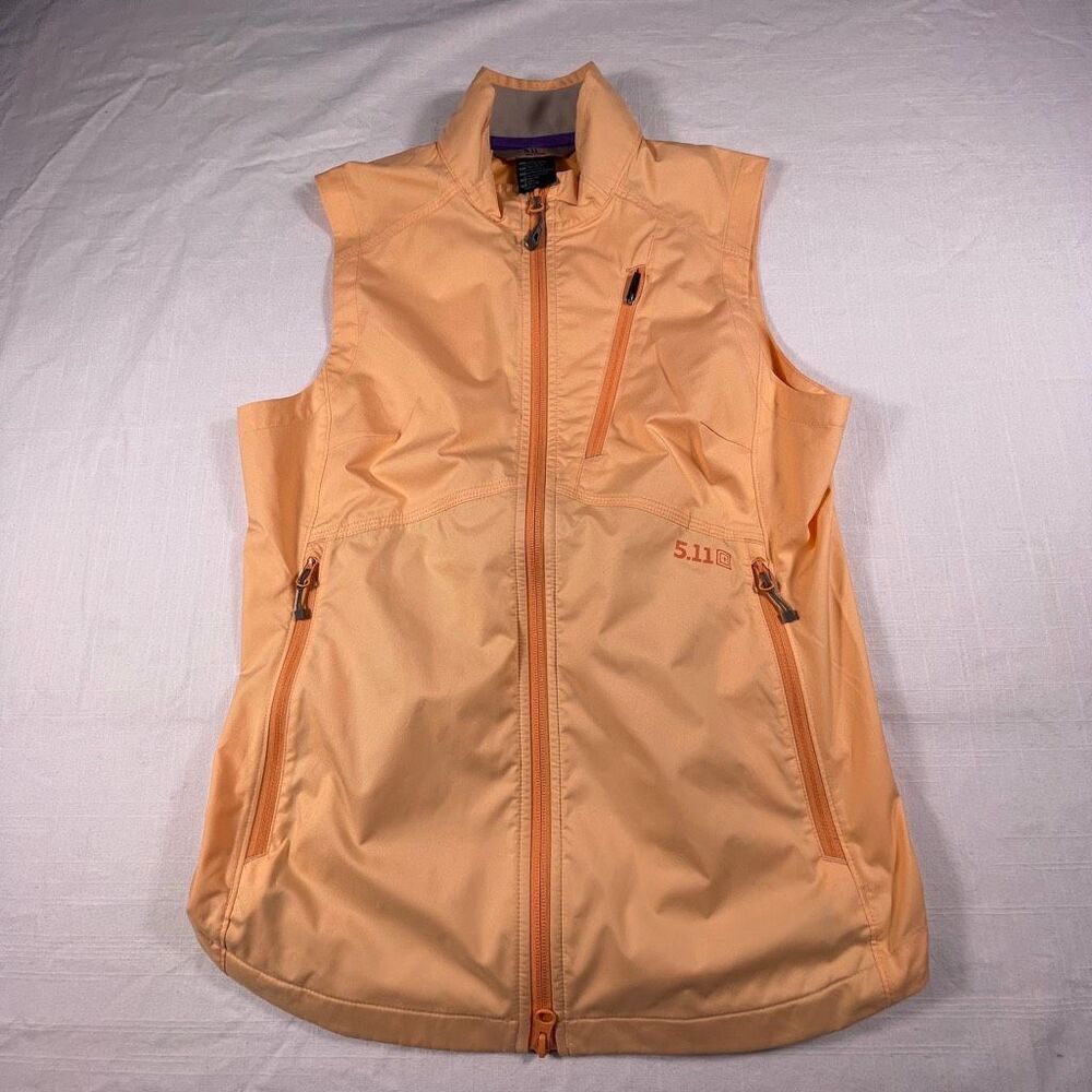 5.11 Tactical Orange Cascadia Zip Up Windbreaker Packable Vest Size XS